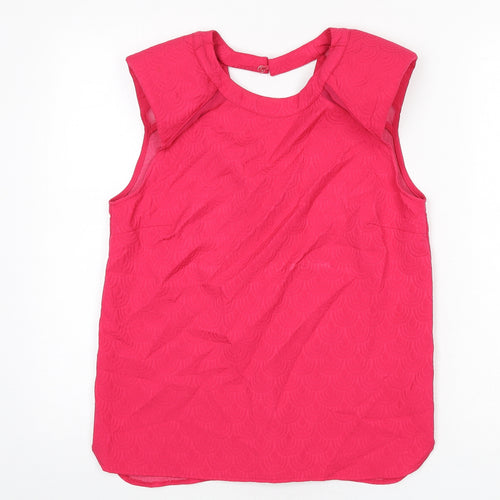 river is Womens Pink Geometric Polyester Basic Tank Size 12 Round Neck - Shoulder Pads