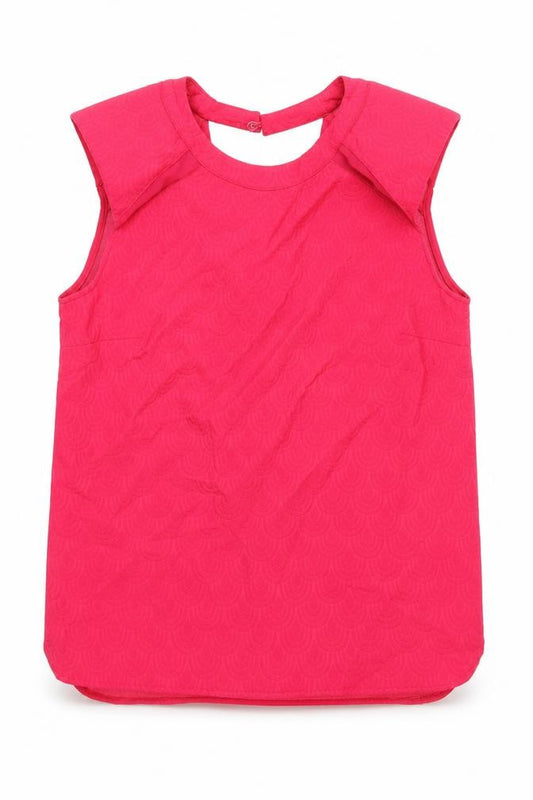 Front view of river is women’s pink geometric polyester basic tank, size UK 12, round neck - shoulder pads