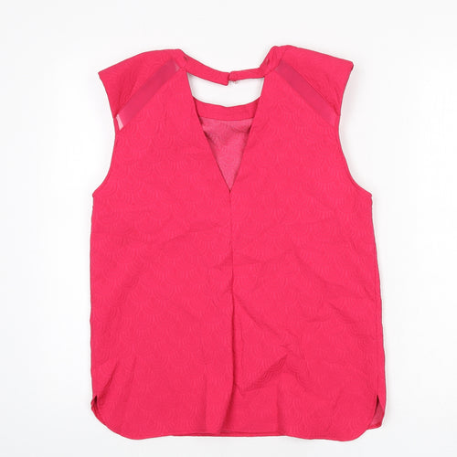 river is Womens Pink Geometric Polyester Basic Tank Size 12 Round Neck - Shoulder Pads