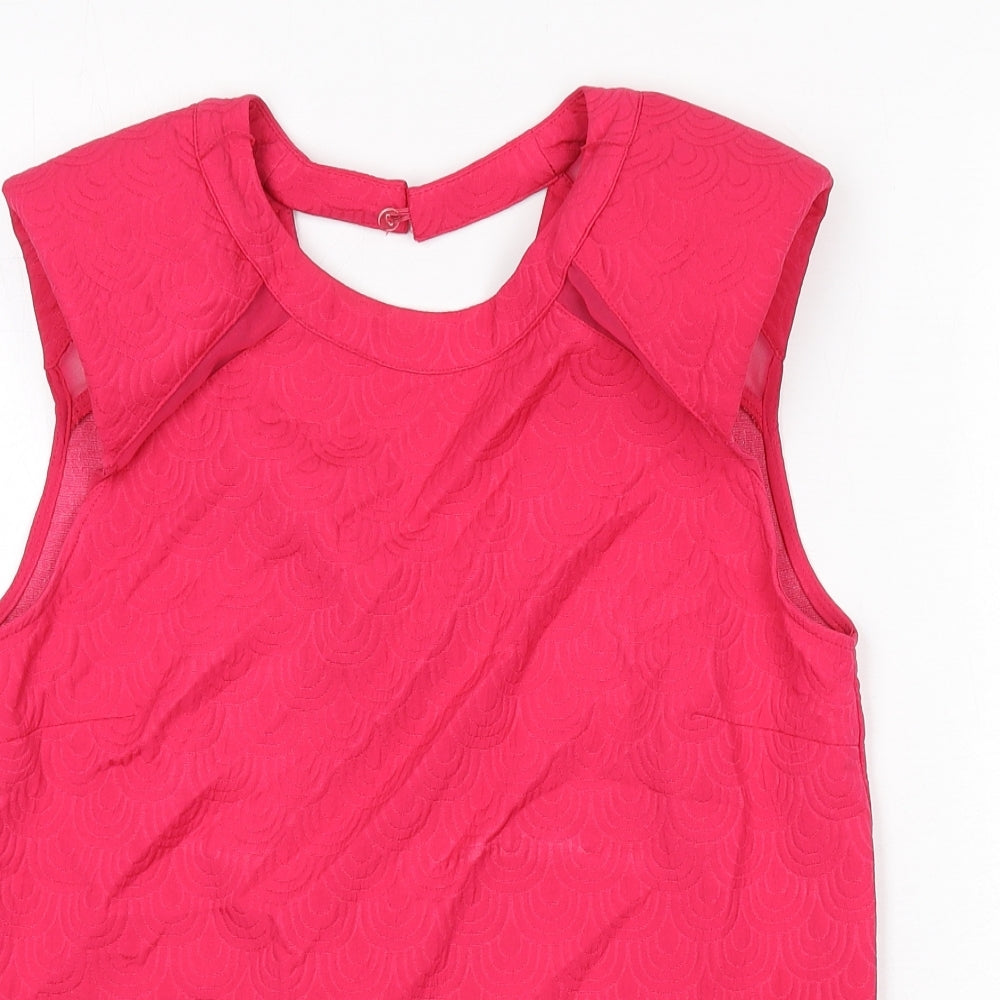 river is Womens Pink Geometric Polyester Basic Tank Size 12 Round Neck - Shoulder Pads
