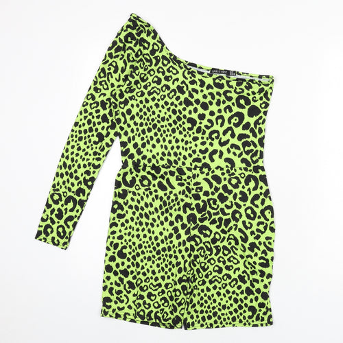 I SAW IT FIRST Womens Green Animal Print Polyester Romper One-Piece Size 10 L6 in Pullover - Leopard Print