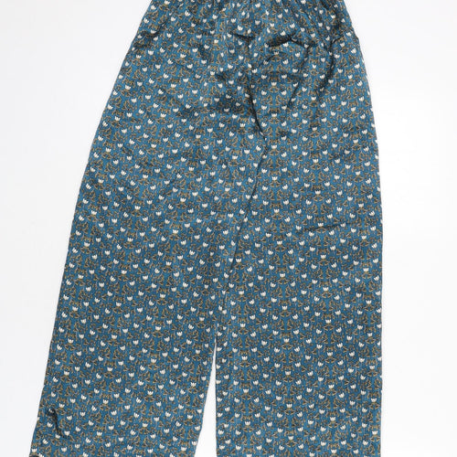 Zara Girls Blue Floral Polyester Capri Pyjama Pants Size 13-14 Years Drawstring