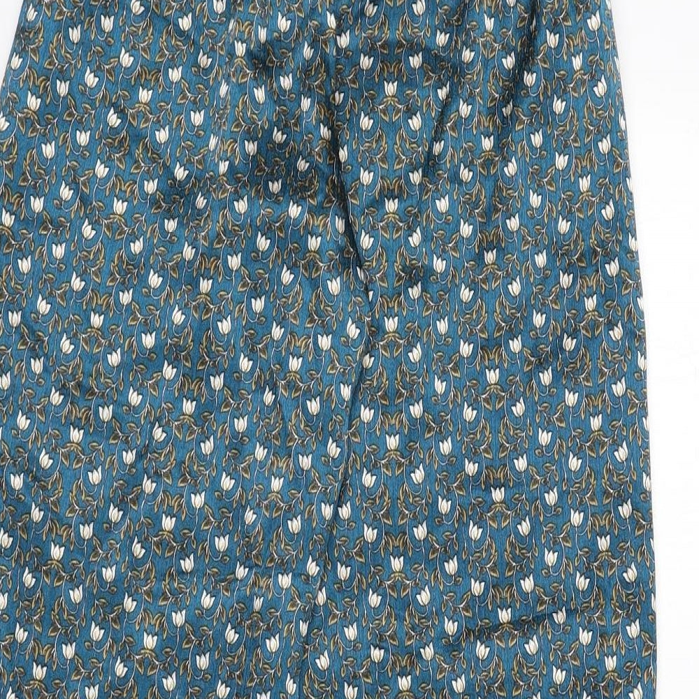 Zara Girls Blue Floral Polyester Capri Pyjama Pants Size 13-14 Years Drawstring