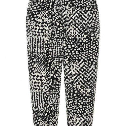 Stella Morgan Womens Black Geometric Viscose Trousers Size 8 L27 in Regular - Belted