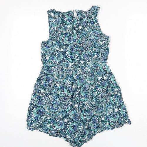 Brave Soul Womens Multicoloured Paisley Viscose Romper One-Piece Size S Zip