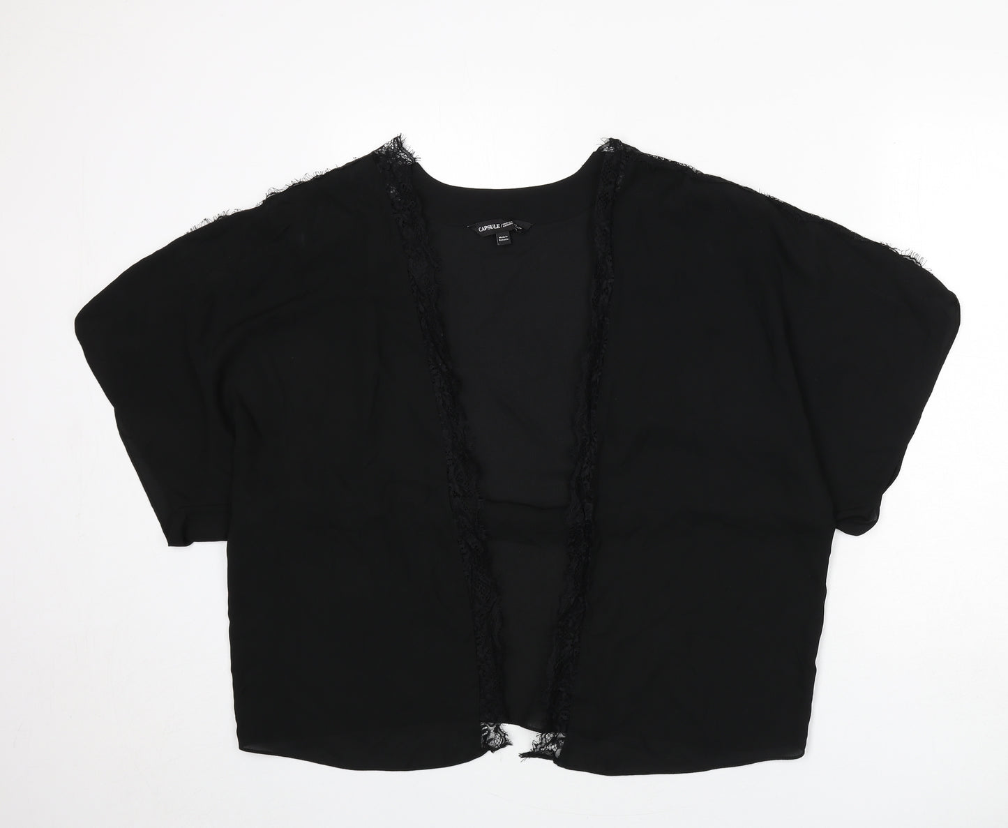 Capsule Womens Black Polyester Basic Blouse Size 18 V-Neck - Kimono, Lace Trim