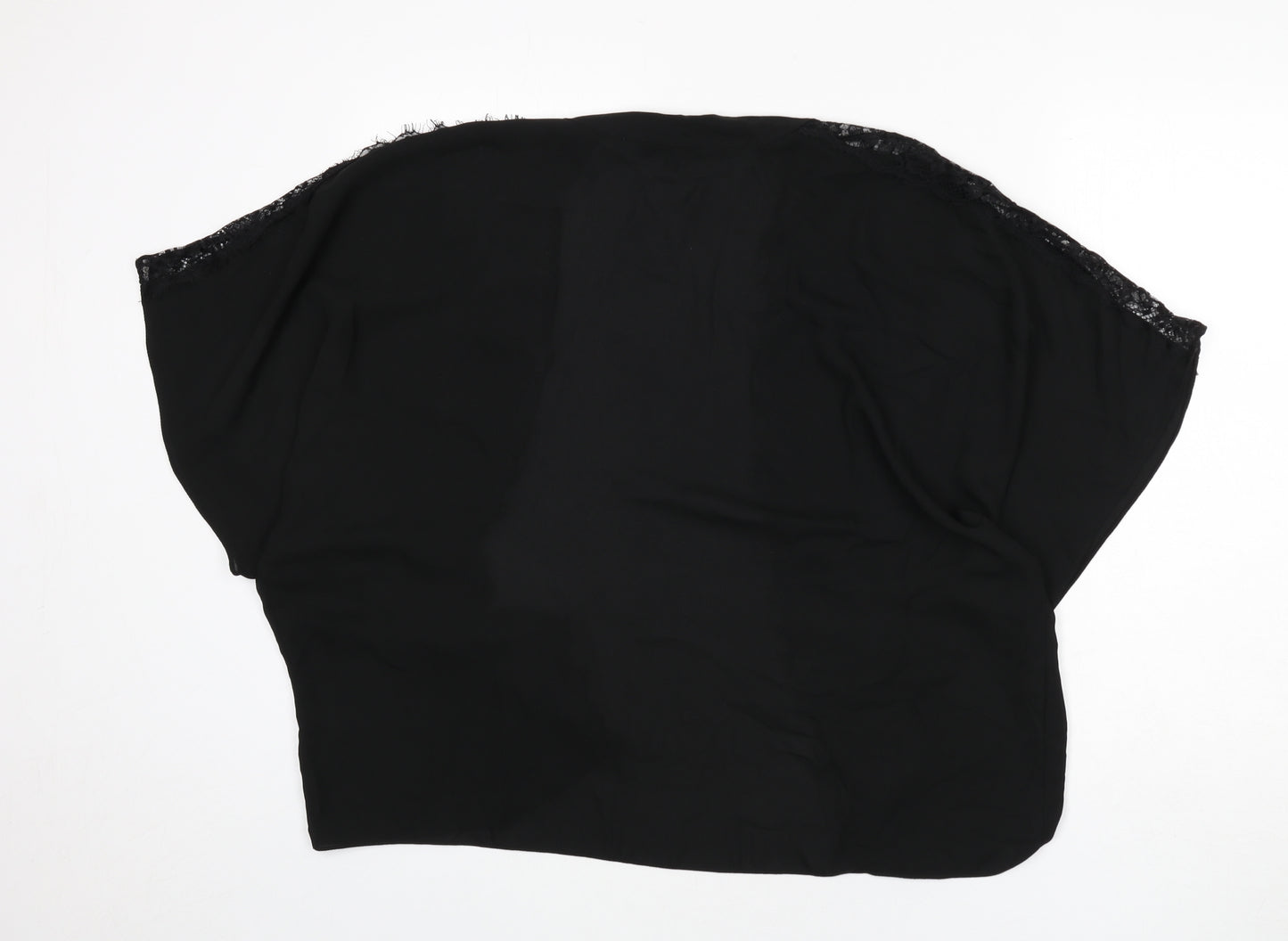 Capsule Womens Black Polyester Basic Blouse Size 18 V-Neck - Kimono, Lace Trim