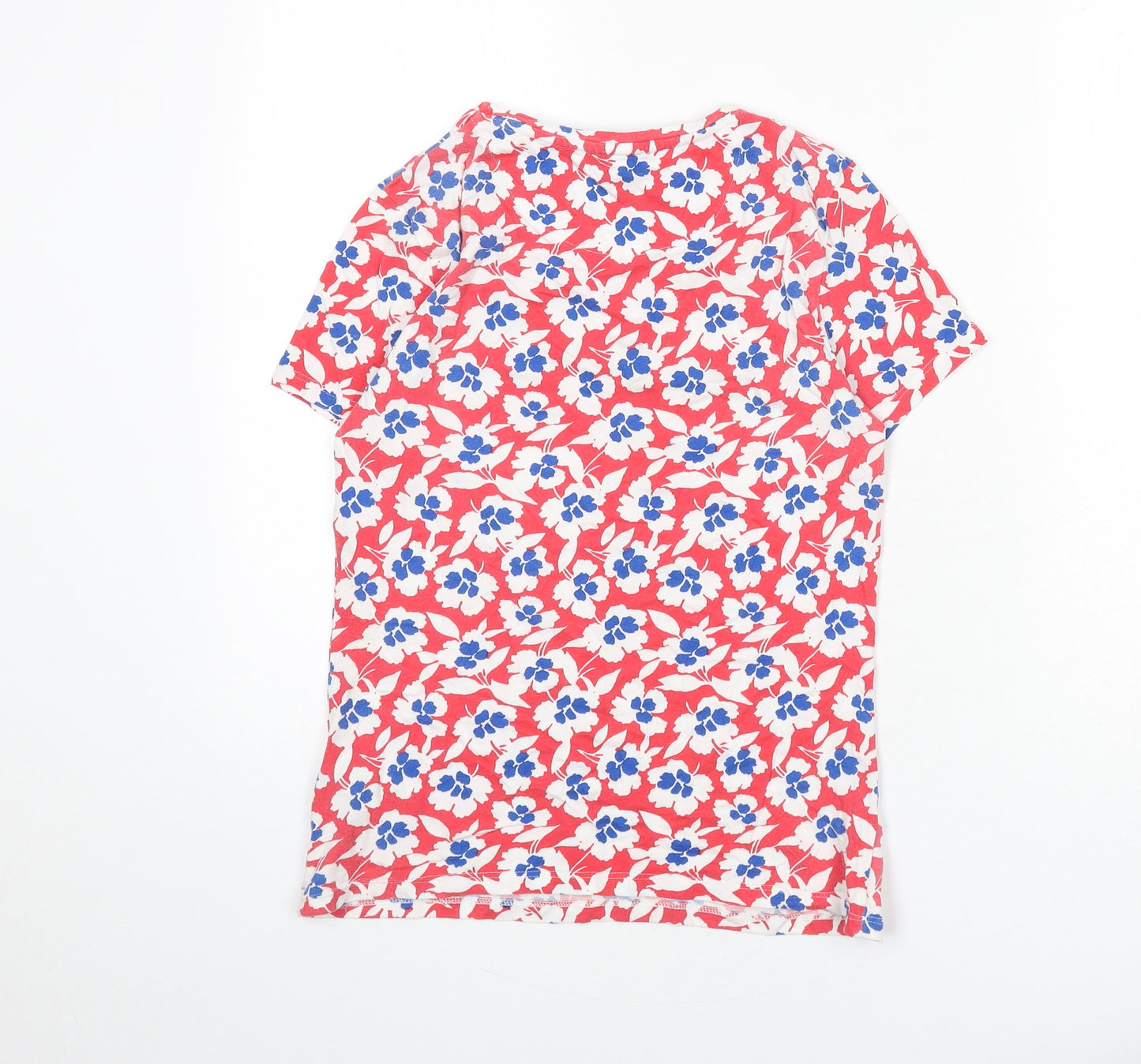 Marks and Spencer Womens Multicoloured Floral Cotton Basic T-Shirt Size 12 Round Neck