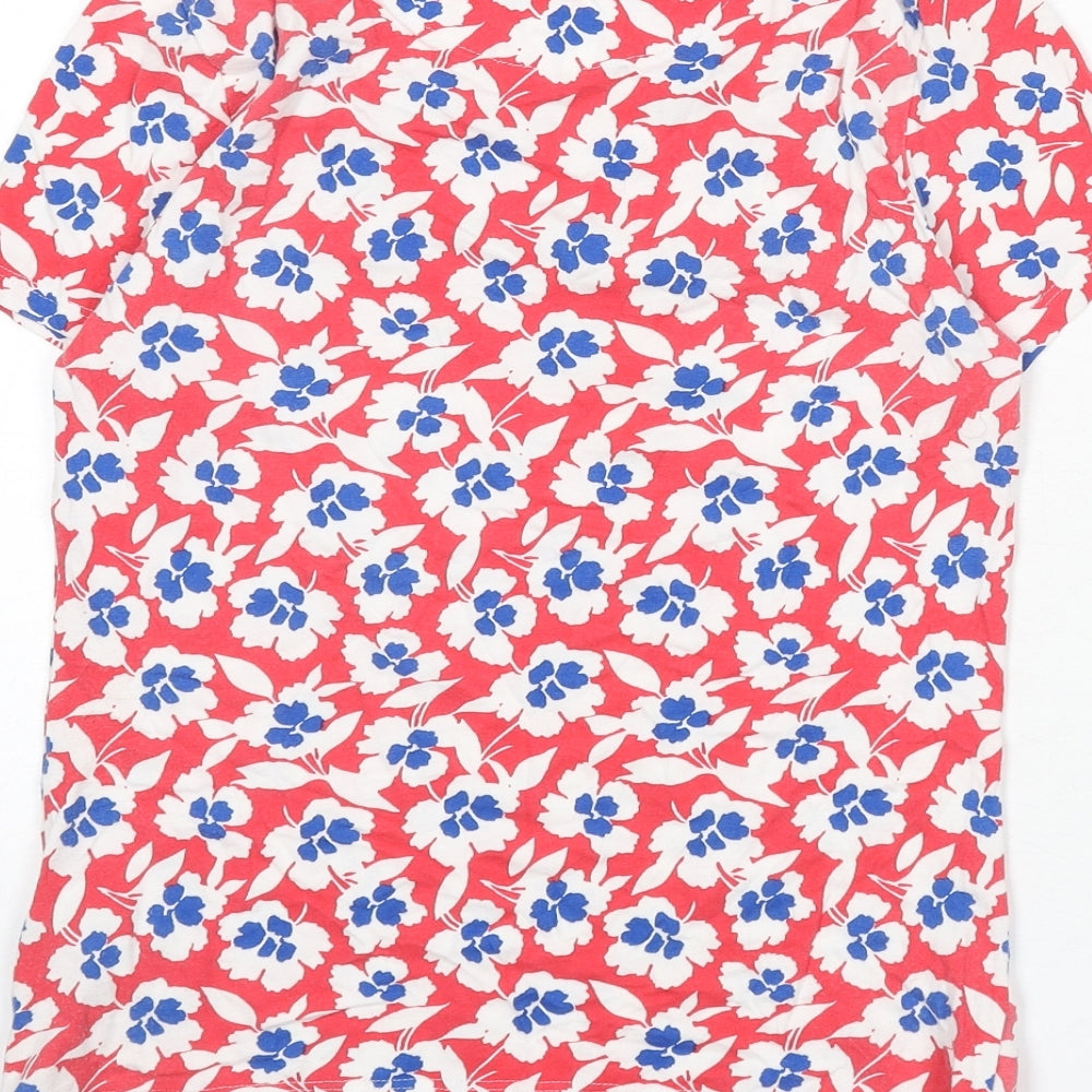 Marks and Spencer Womens Multicoloured Floral Cotton Basic T-Shirt Size 12 Round Neck