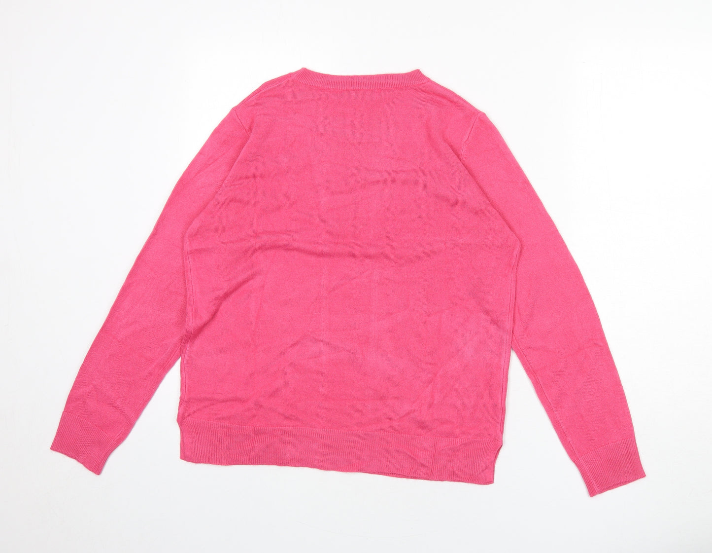 Marks and Spencer Womens Pink Round Neck Acrylic Pullover Jumper Size 14