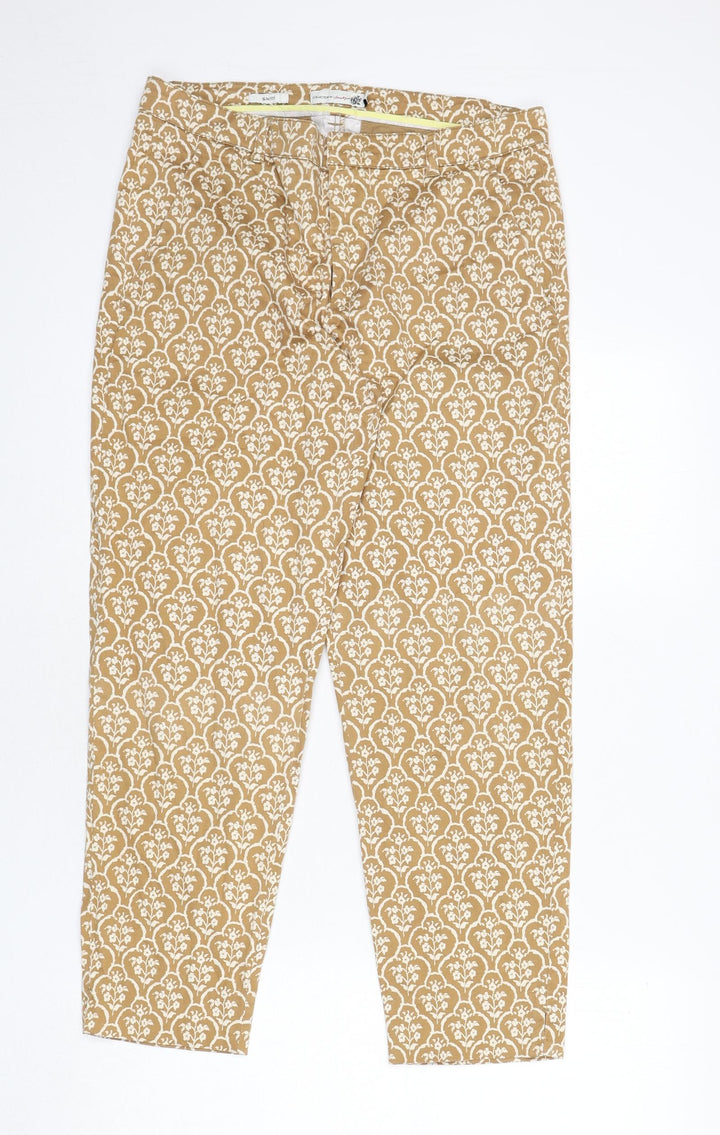 Jackpot Womens Beige Floral Polyester Trousers Size 10 L25 in Regular Zip
