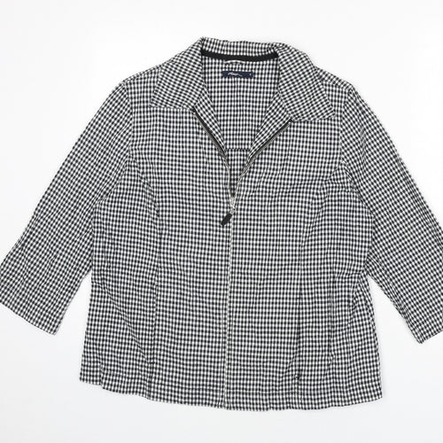 DASH Womens Grey Check Jacket Size 14 Zip