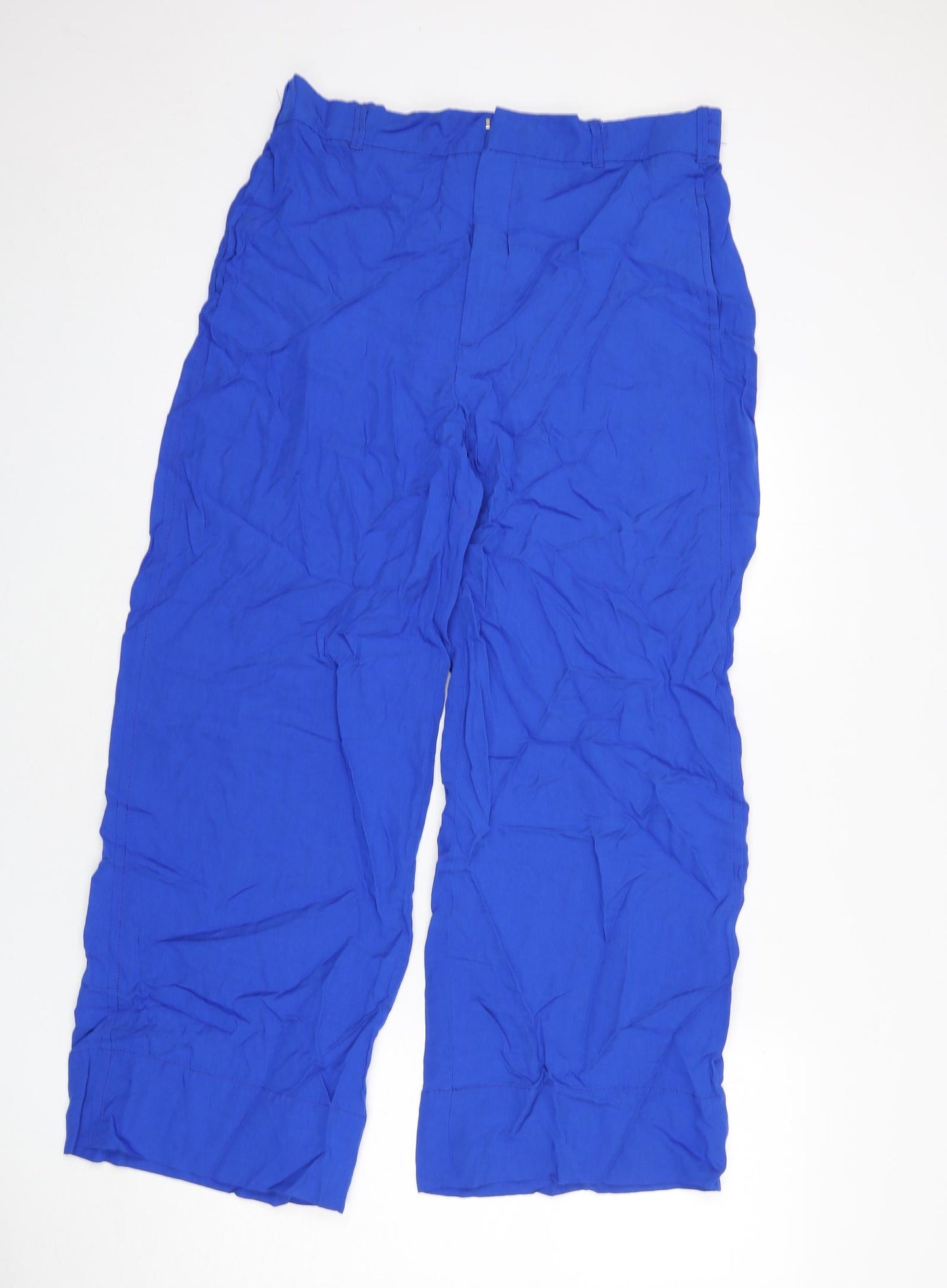 Zara Womens Blue Polyester Trousers Size XL L27 in Regular Zip