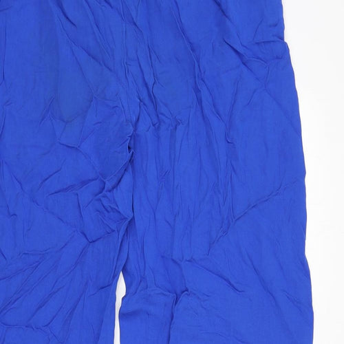 Zara Womens Blue Polyester Trousers Size XL L27 in Regular Zip