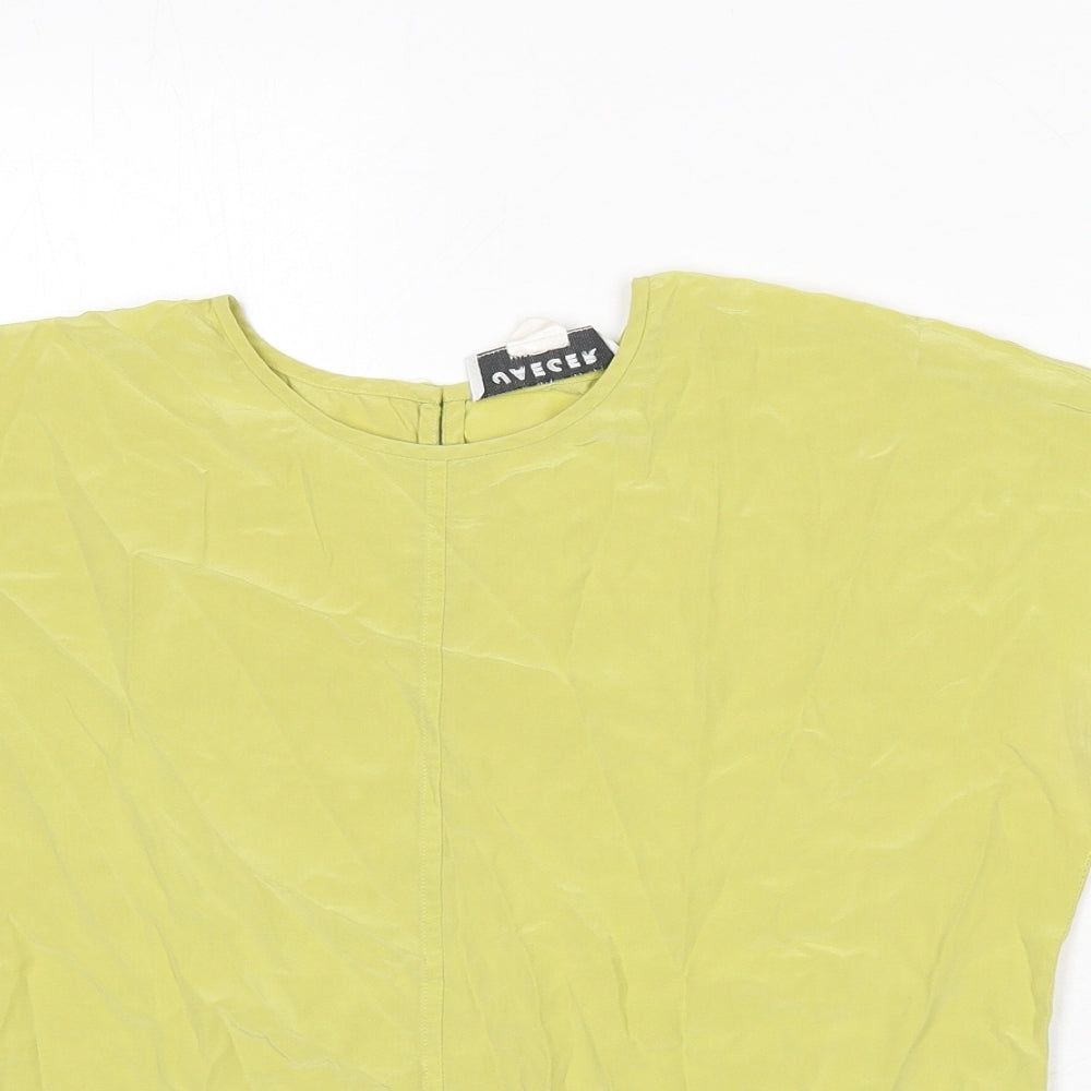 Jaeger Womens Yellow Silk Basic Blouse Size 8 Round Neck