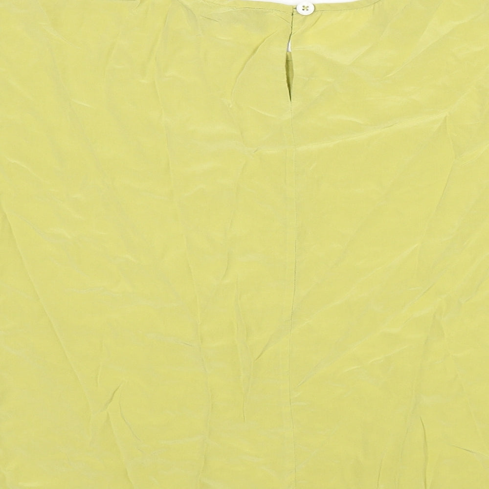 Jaeger Womens Yellow Silk Basic Blouse Size 8 Round Neck