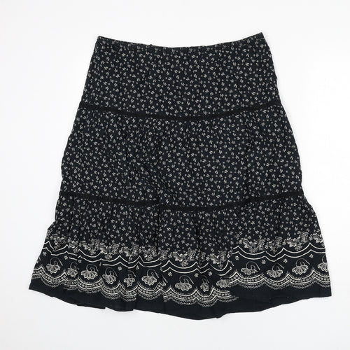 Marks and Spencer Womens Black Floral Polyester Flare Skirt Size 34 in - Lace Detail