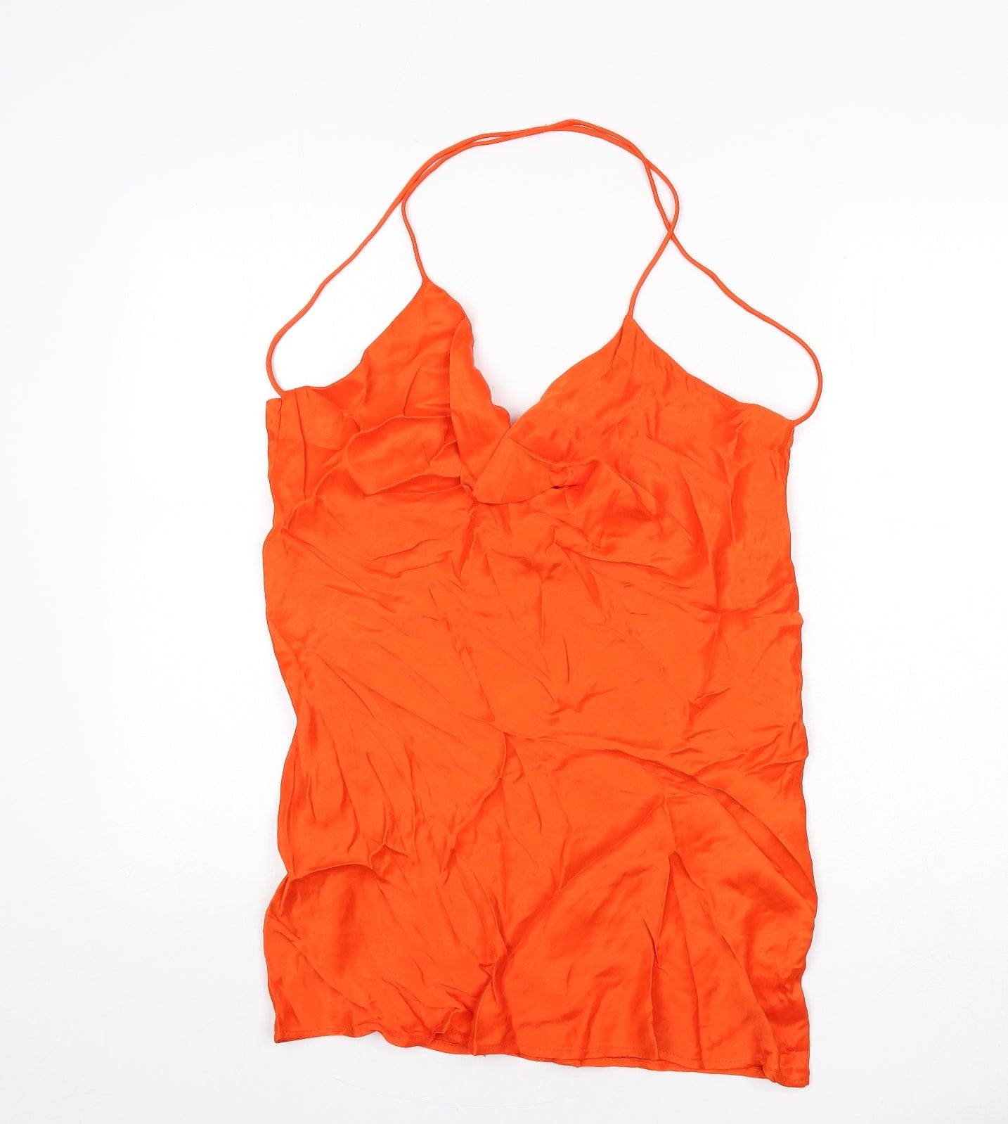 Zara Womens Orange Viscose Mini Size L Cowl Neck Pullover