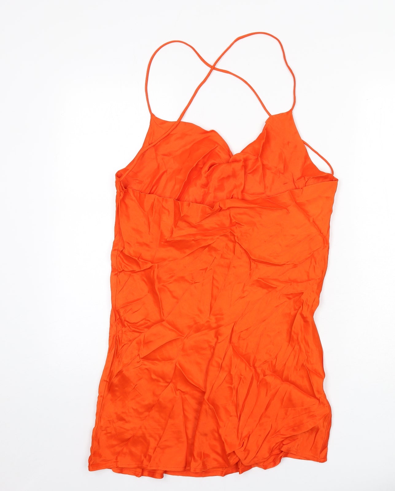 Zara Womens Orange Viscose Mini Size L Cowl Neck Pullover