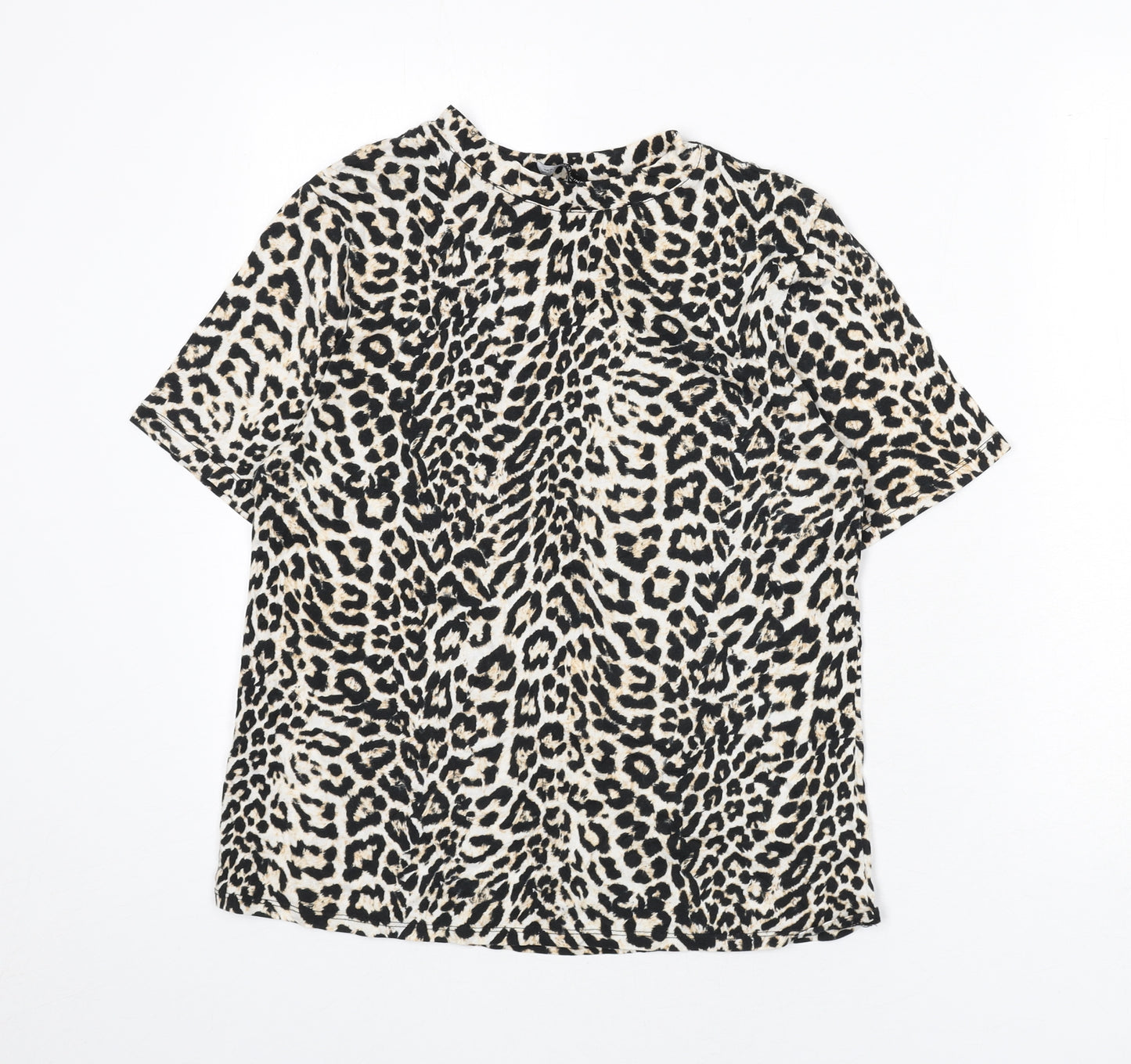 Dorothy Perkins Womens Multicoloured Animal Print 100% Cotton Basic T-Shirt Size 14 Round Neck - Leopard Print