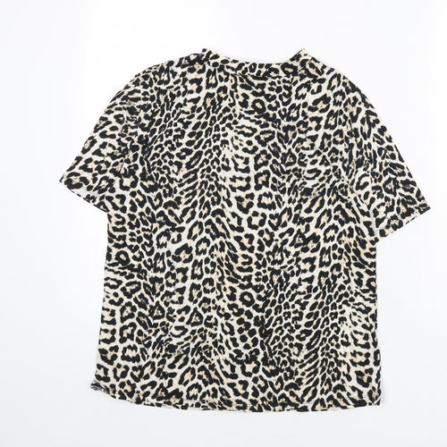 Dorothy Perkins Womens Multicoloured Animal Print 100% Cotton Basic T-Shirt Size 14 Round Neck - Leopard Print