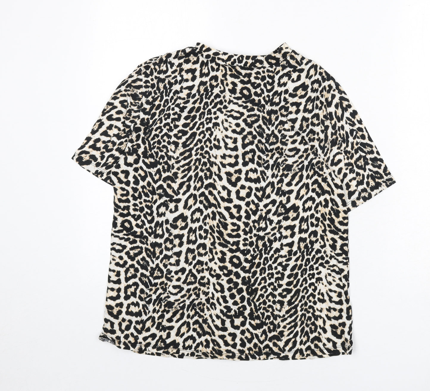Dorothy Perkins Womens Multicoloured Animal Print 100% Cotton Basic T-Shirt Size 14 Round Neck - Leopard Print