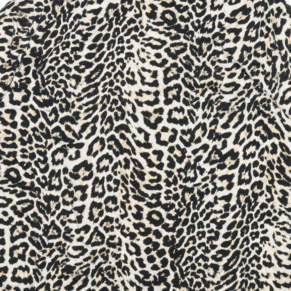Dorothy Perkins Womens Multicoloured Animal Print 100% Cotton Basic T-Shirt Size 14 Round Neck - Leopard Print