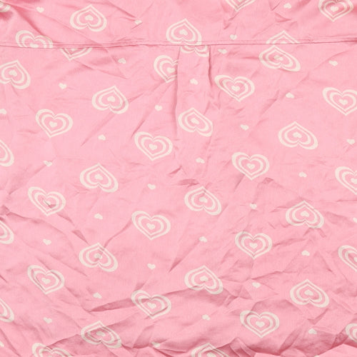New Look Womens Pink Geometric Polyester Basic Button-Up Size 16 Collared - Heart Print