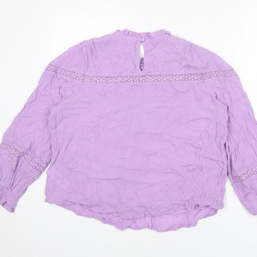 Per Una Womens Purple Viscose Basic Blouse Size 16 Round Neck - Lace Detail