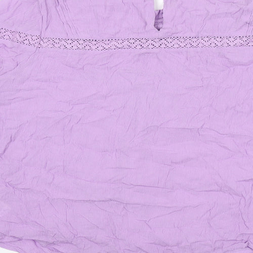 Per Una Womens Purple Viscose Basic Blouse Size 16 Round Neck - Lace Detail