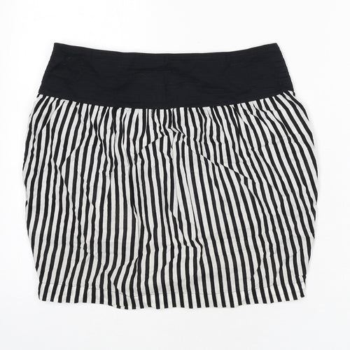 Motel Womens Black Striped Cotton A-Line Skirt Size 8 Zip