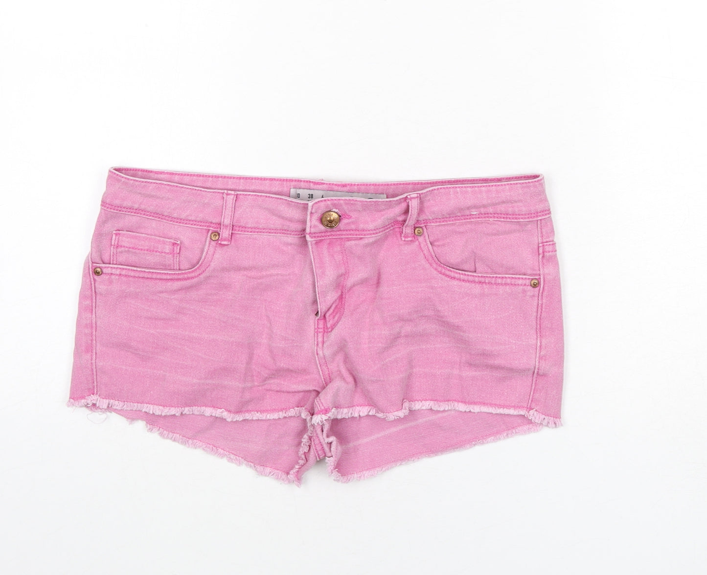 Denim & Co. Womens Pink Cotton Hot Pants Shorts Size 10 Regular Zip