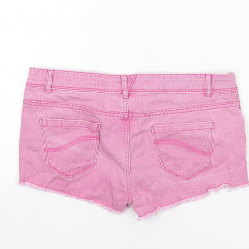 Denim & Co. Womens Pink Cotton Hot Pants Shorts Size 10 Regular Zip