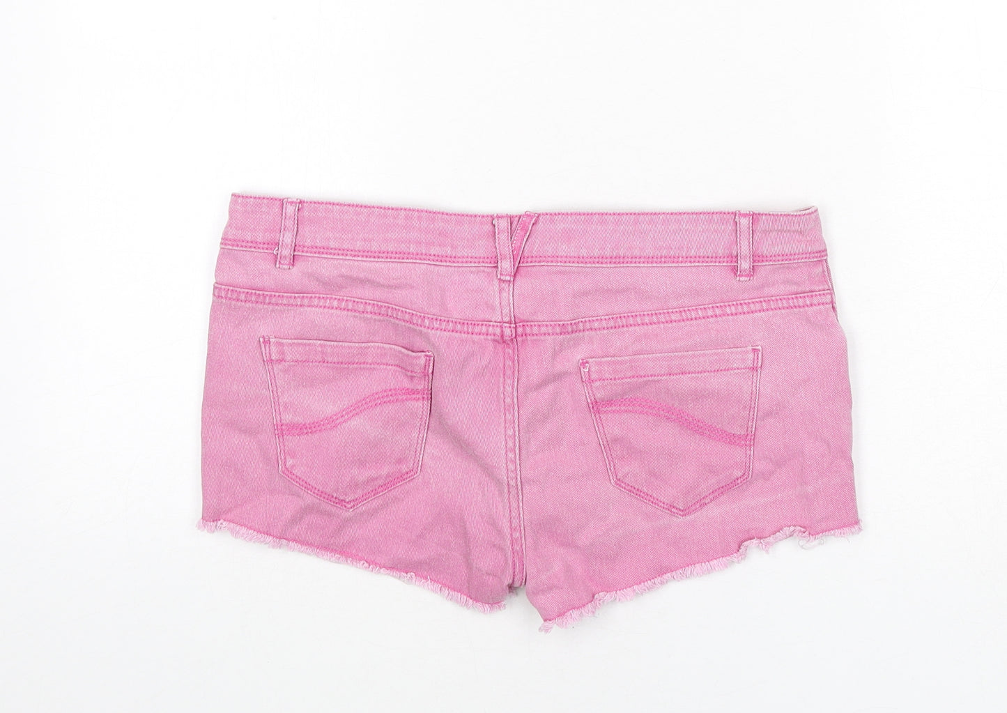 Denim & Co. Womens Pink Cotton Hot Pants Shorts Size 10 Regular Zip