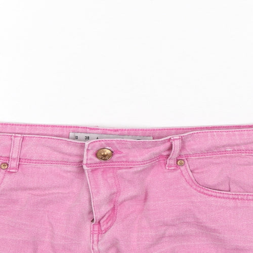 Denim & Co. Womens Pink Cotton Hot Pants Shorts Size 10 Regular Zip