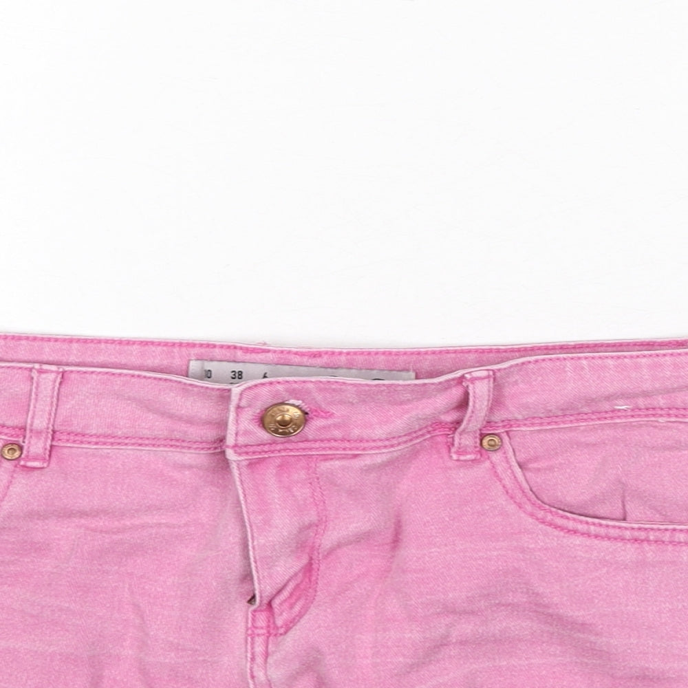 Denim & Co. Womens Pink Cotton Hot Pants Shorts Size 10 Regular Zip