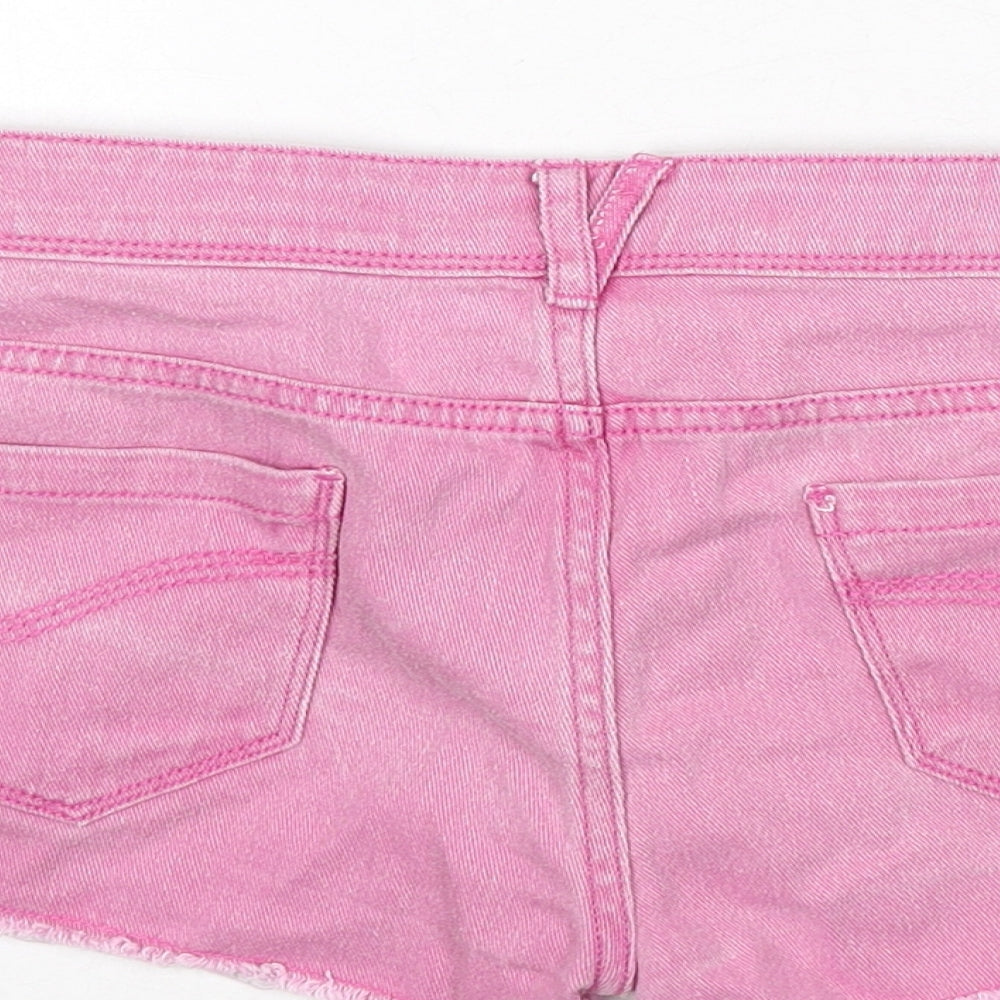 Denim & Co. Womens Pink Cotton Hot Pants Shorts Size 10 Regular Zip