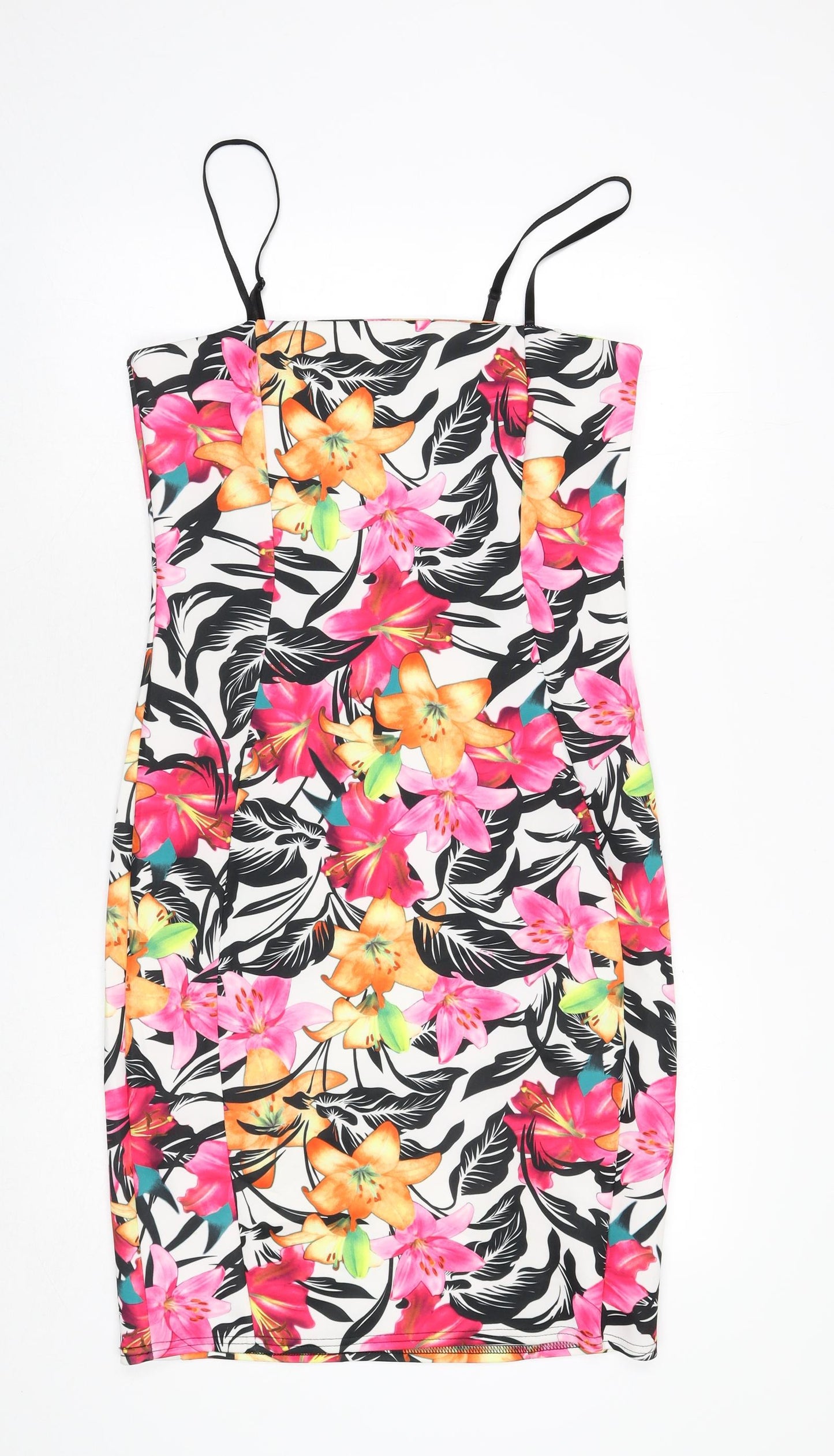 Quiz Womens Multicoloured Floral Polyester Bodycon Size 16 Square Neck Pullover