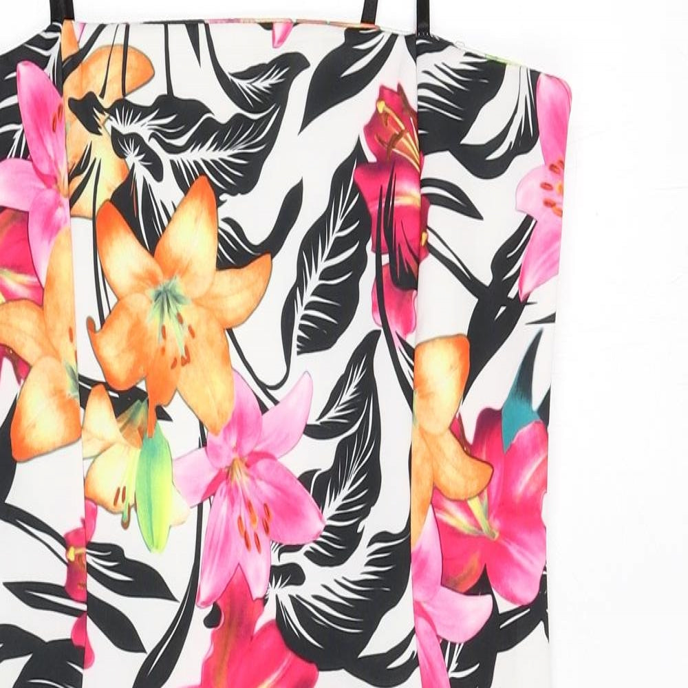 Quiz Womens Multicoloured Floral Polyester Bodycon Size 16 Square Neck Pullover