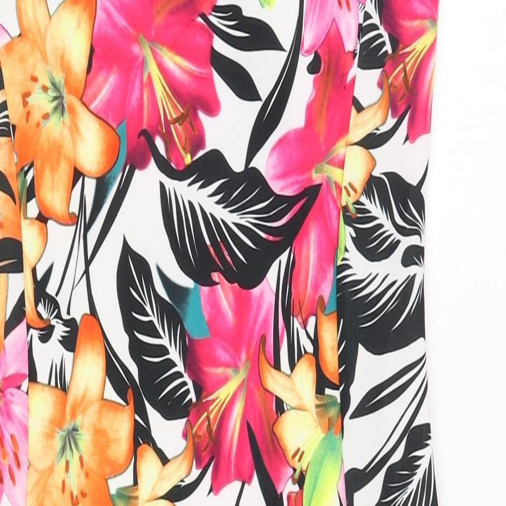 Quiz Womens Multicoloured Floral Polyester Bodycon Size 16 Square Neck Pullover