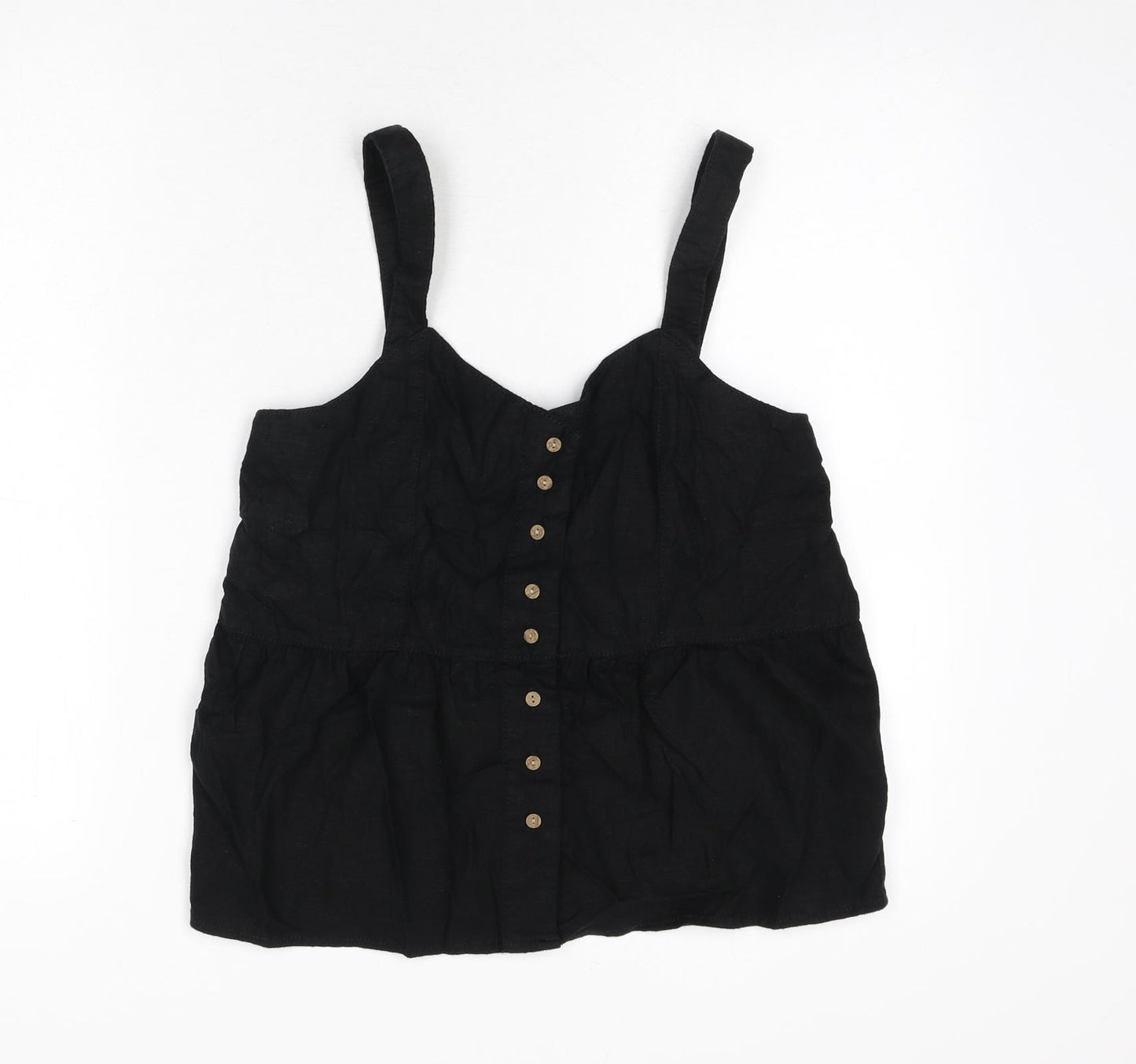NEXT Womens Black Linen Camisole Tank Size 10 V-Neck