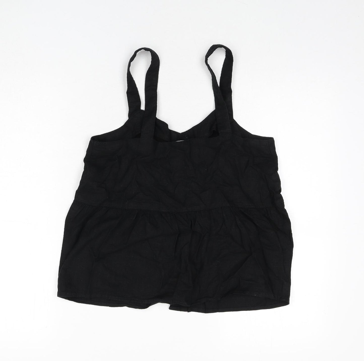 NEXT Womens Black Linen Camisole Tank Size 10 V-Neck
