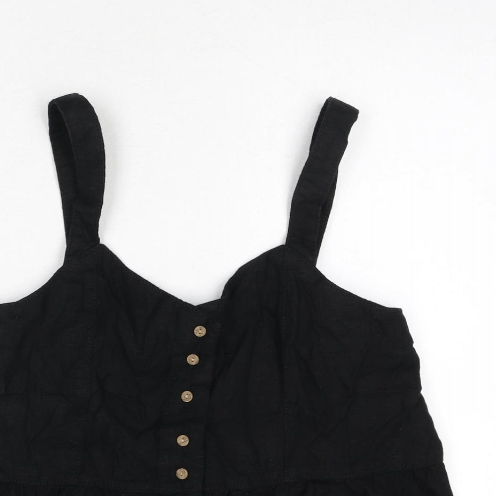 NEXT Womens Black Linen Camisole Tank Size 10 V-Neck