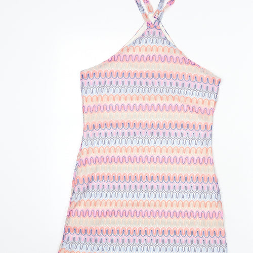 Divided by H&M Womens Multicoloured Geometric Polyester Mini Size S Halter Button