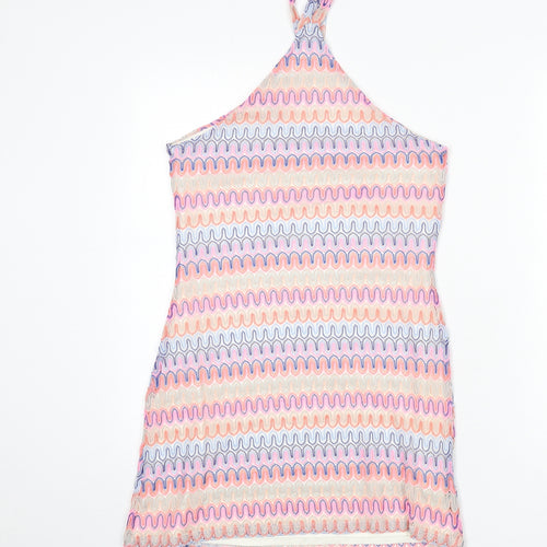 Divided by H&M Womens Multicoloured Geometric Polyester Mini Size S Halter Button