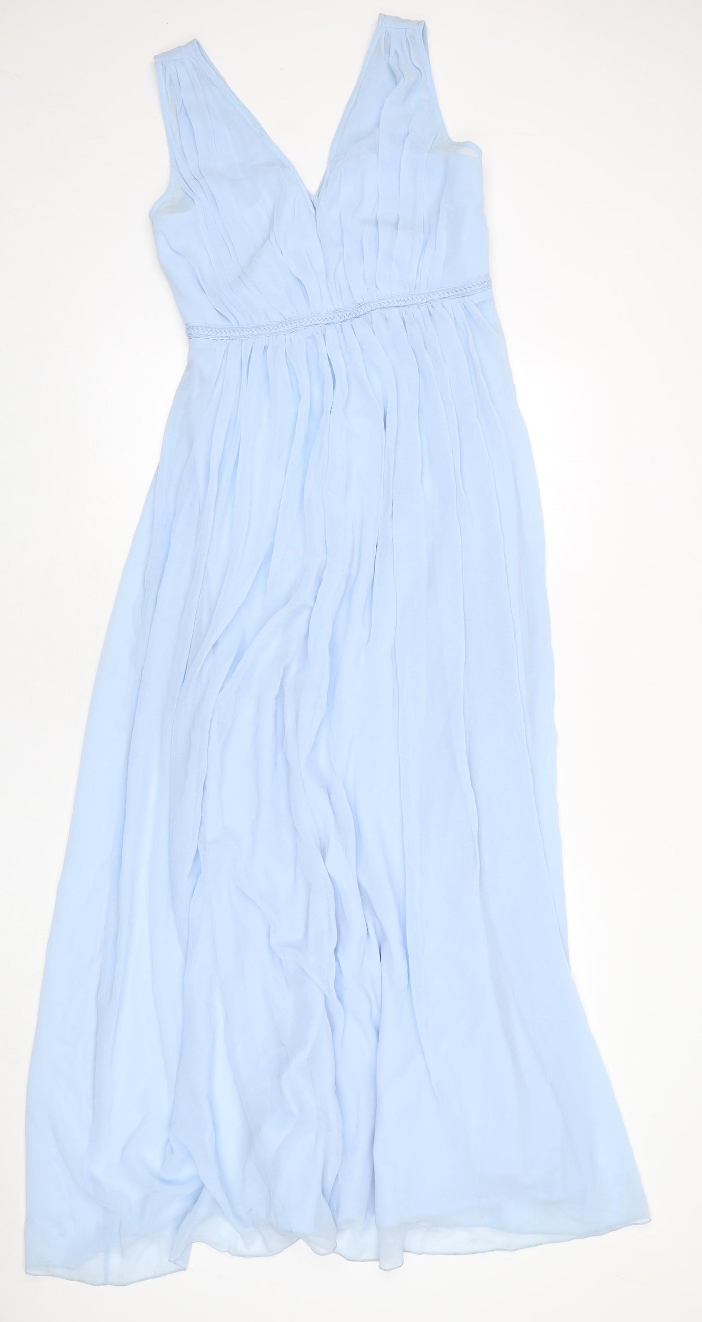 VILA Womens Blue Polyester Maxi Size M V-Neck Zip