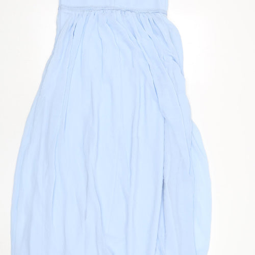 VILA Womens Blue Polyester Maxi Size M V-Neck Zip