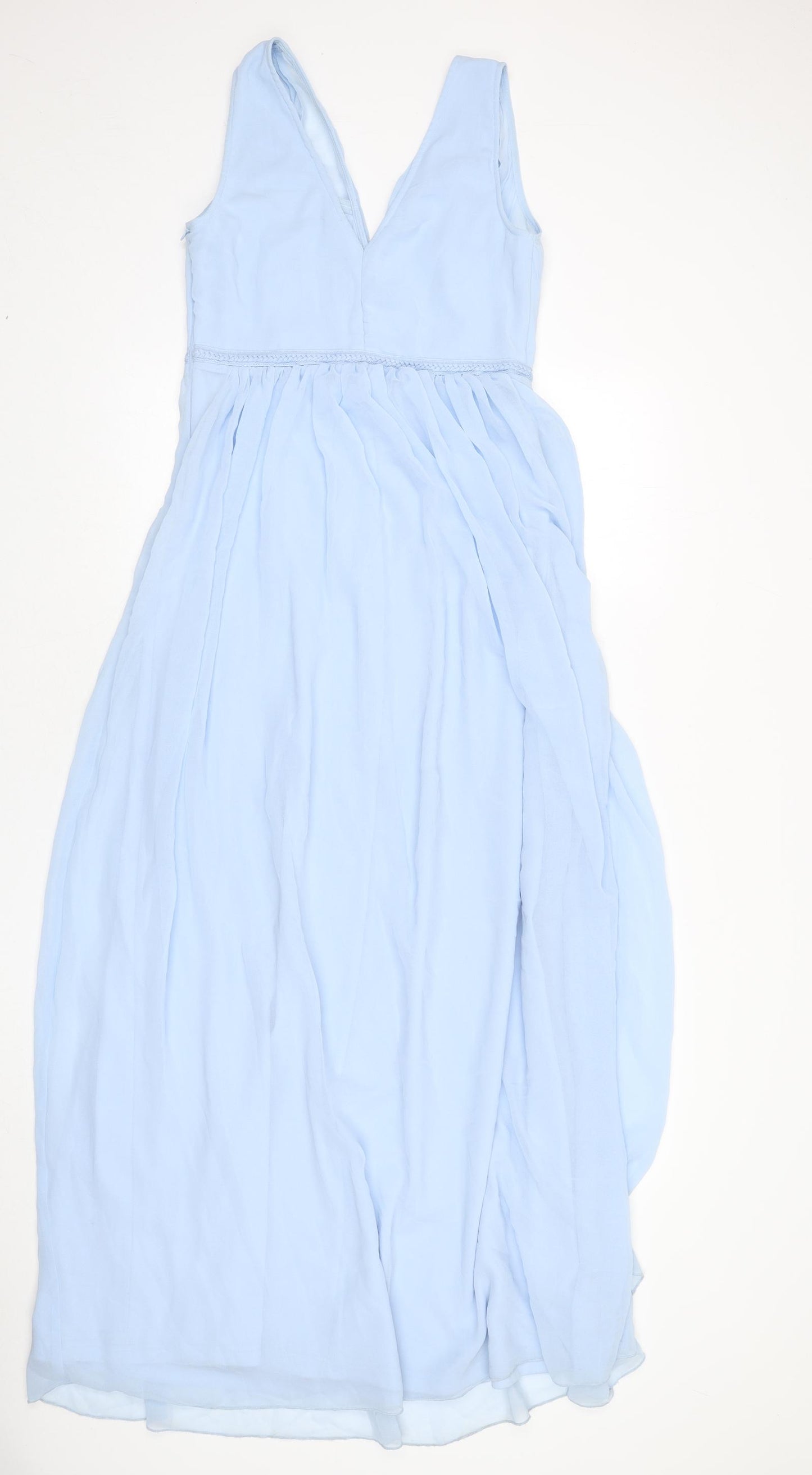 VILA Womens Blue Polyester Maxi Size M V-Neck Zip
