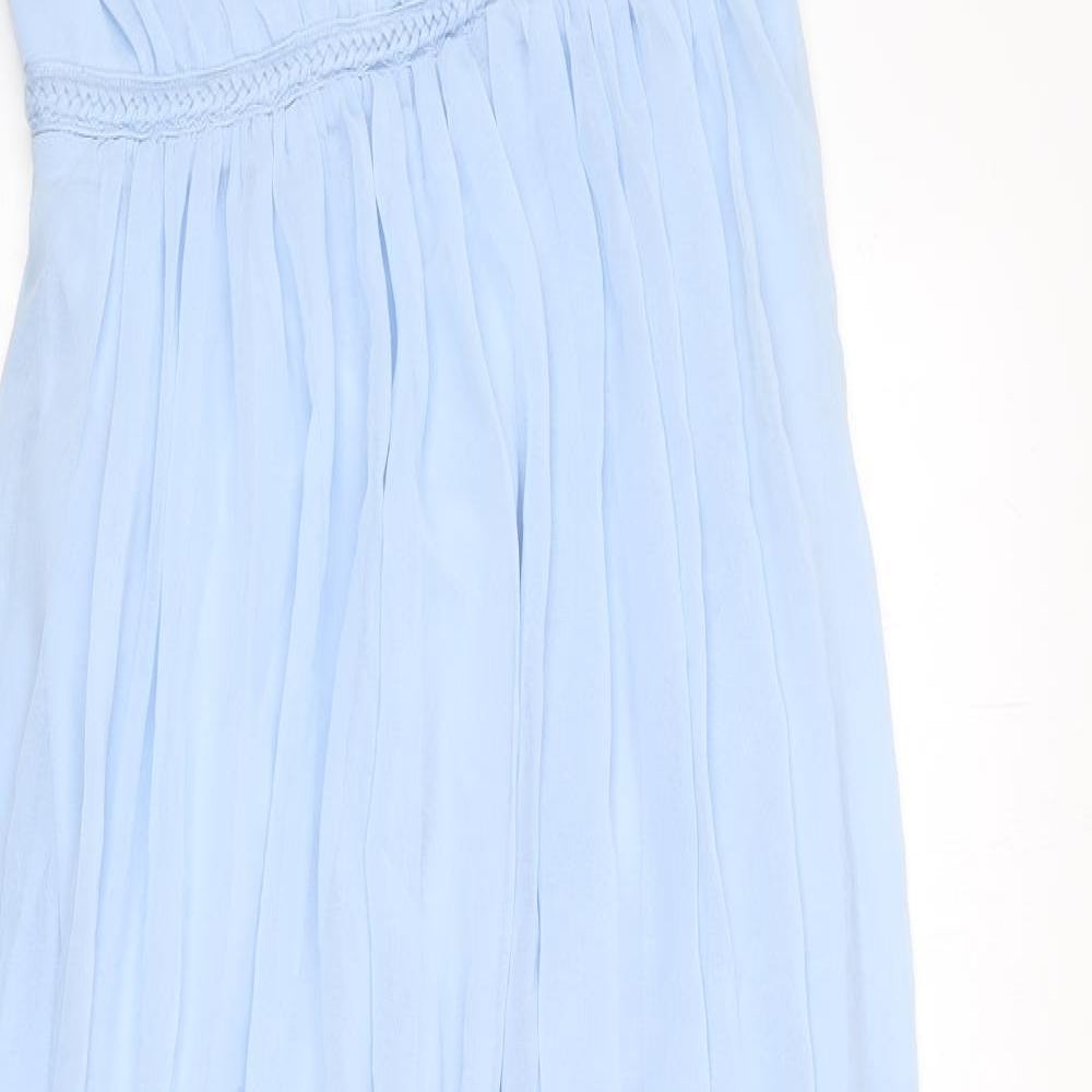 VILA Womens Blue Polyester Maxi Size M V-Neck Zip