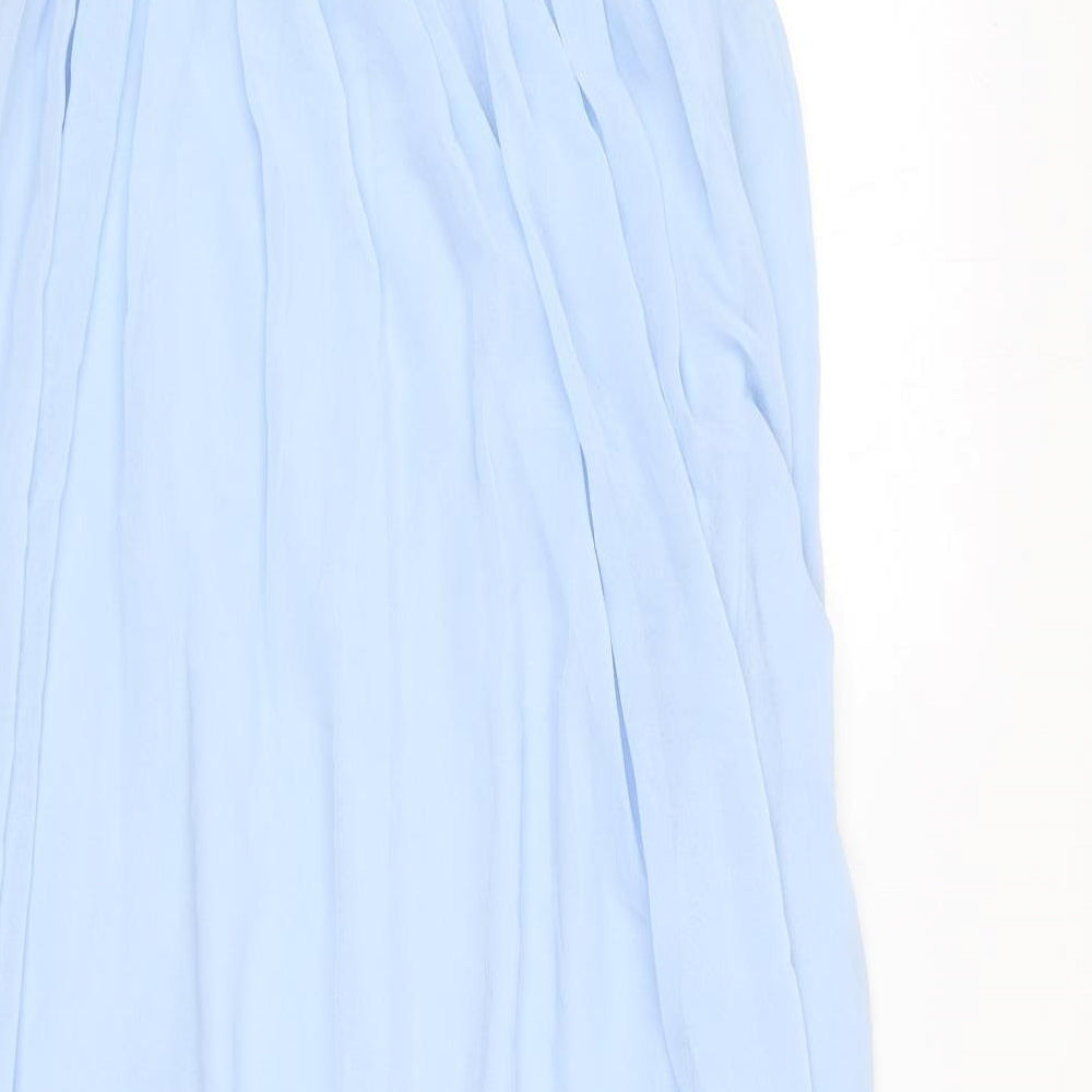 VILA Womens Blue Polyester Maxi Size M V-Neck Zip